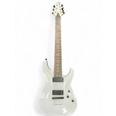 Used Schecter Guitar Research Demon 7 String White Solid Body Electric Guitar