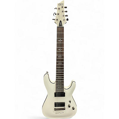 Used Schecter Guitar Research Demon 7 String White Solid Body Electric Guitar