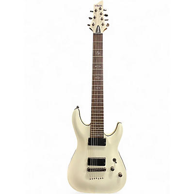 Used Schecter Guitar Research Demon 7 String White Solid Body Electric Guitar