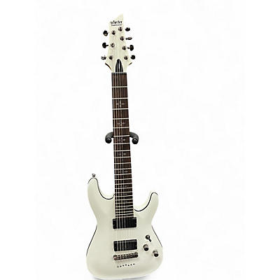Used Schecter Guitar Research Demon 7 String White Solid Body Electric Guitar