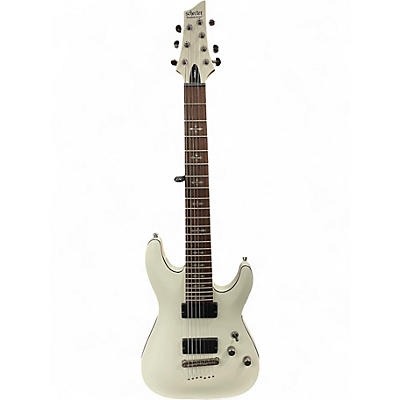 Used Schecter Guitar Research Demon 7 String White Solid Body Electric Guitar