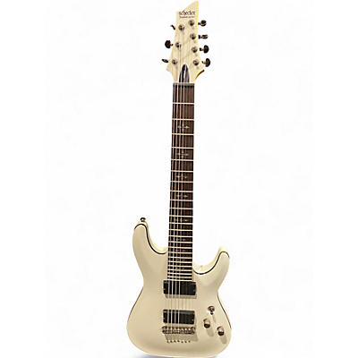 Used Schecter Guitar Research Demon 7 String White Solid Body Electric Guitar