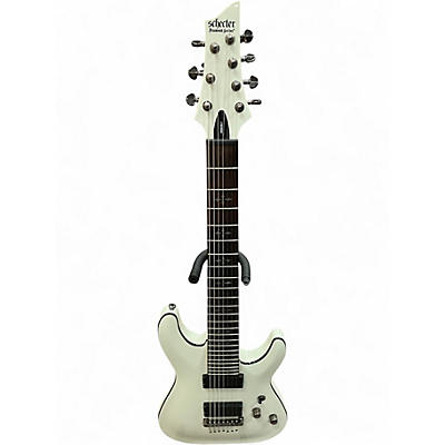 Used Schecter Guitar Research Demon 7 String White Solid Body Electric Guitar
