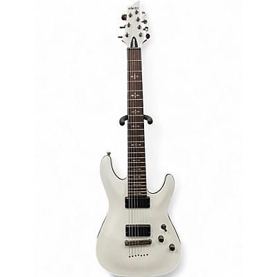 Used Schecter Guitar Research Demon 7 String White Solid Body Electric Guitar