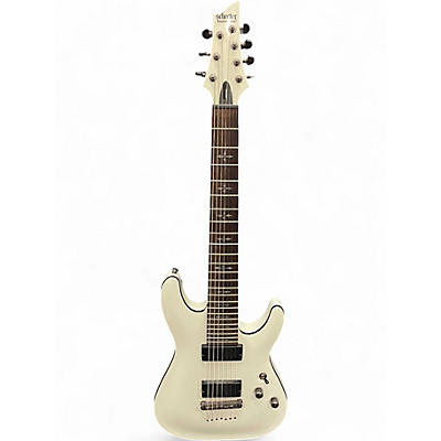 Used Schecter Guitar Research Demon 7 String White Solid Body Electric Guitar