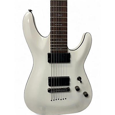 Used Schecter Guitar Research Demon 7 String White Solid Body Electric Guitar
