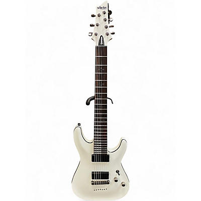 Used Schecter Guitar Research Demon 7 String White Solid Body Electric Guitar