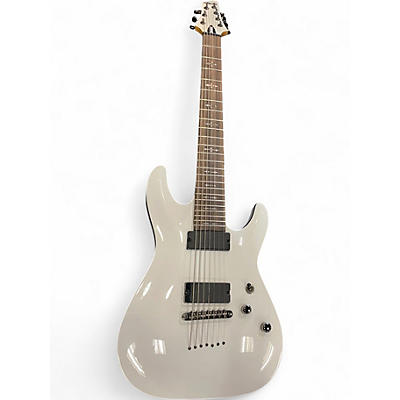Used Schecter Guitar Research Demon 7 String White Solid Body Electric Guitar