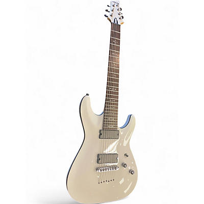 Used Schecter Guitar Research Demon 7 String White Solid Body Electric Guitar
