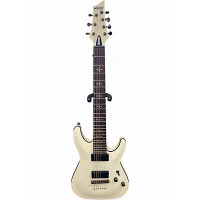 Used Schecter Guitar Research Demon 7 String White Solid Body Electric Guitar