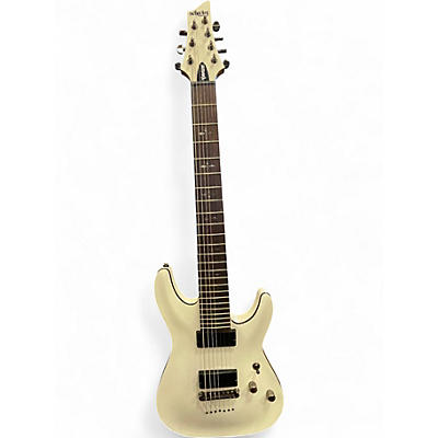 Used Schecter Guitar Research Demon 7 String White Solid Body Electric Guitar