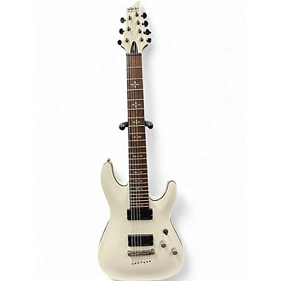 Used Schecter Guitar Research Demon 7 String White Solid Body Electric Guitar