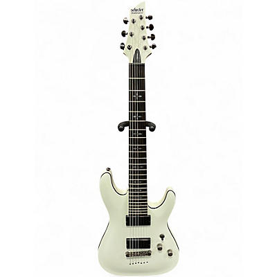 Used Schecter Guitar Research Demon 7 String White Solid Body Electric Guitar