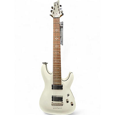Used Schecter Guitar Research Demon 7 String White Solid Body Electric Guitar