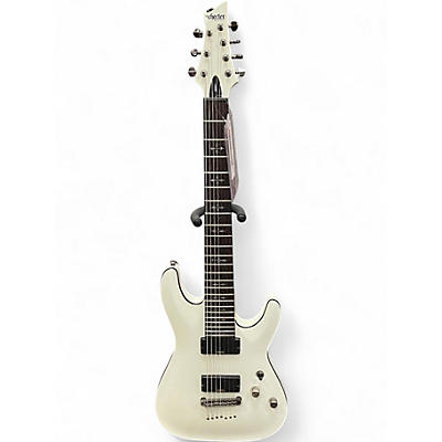 Used Schecter Guitar Research Demon 7 String White Solid Body Electric Guitar