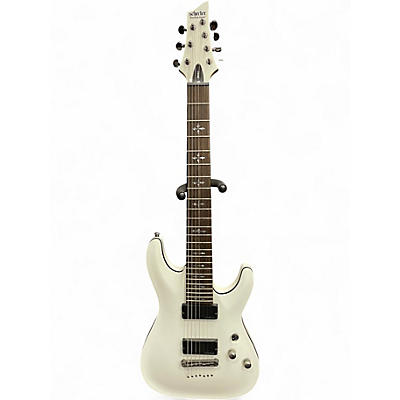 Used Schecter Guitar Research Demon 7 String White Solid Body Electric Guitar