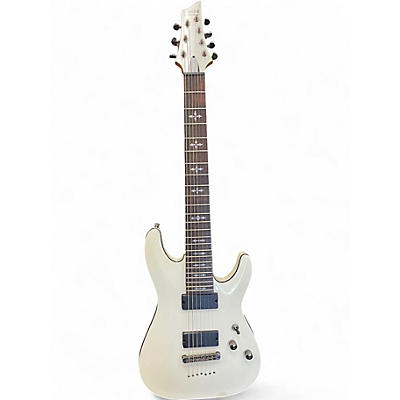 Used Schecter Guitar Research Demon 7 String White Solid Body Electric Guitar