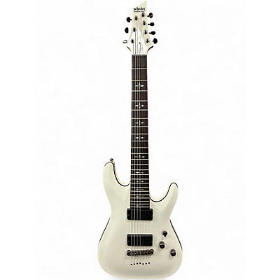 Used Schecter Guitar Research Demon 7 String White Solid Body Electric Guitar