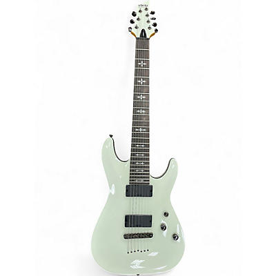 Used Schecter Guitar Research Demon 7 String White Solid Body Electric Guitar