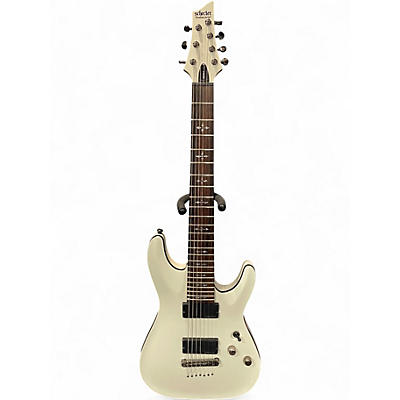 Used Schecter Guitar Research Demon 7 String White Solid Body Electric Guitar