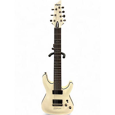Used Schecter Guitar Research Demon 7 String White Solid Body Electric Guitar