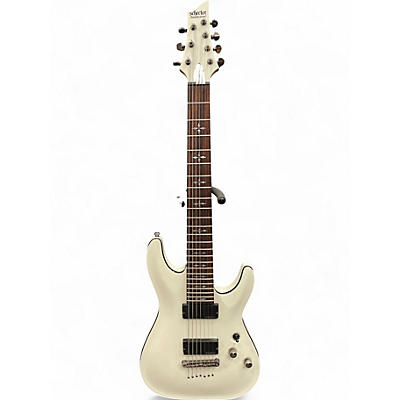 Used Schecter Guitar Research Demon 7 String White Solid Body Electric Guitar