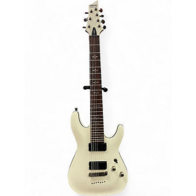 Used Schecter Guitar Research Demon 7 String White Solid Body Electric Guitar