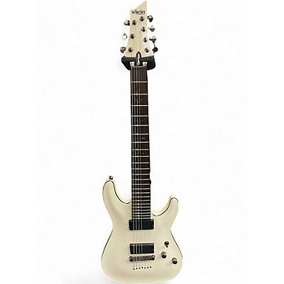 Used Schecter Guitar Research Demon 7 String White Solid Body Electric Guitar