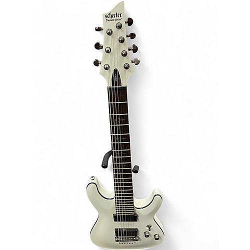 Used Schecter Guitar Research Demon 7 String white Solid Body Electric Guitar white