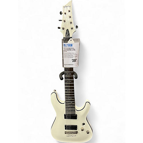 Used Schecter Guitar Research Demon 7 String white Solid Body Electric Guitar white
