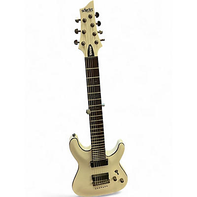 Used Schecter Guitar Research Demon 7 String white Solid Body Electric Guitar