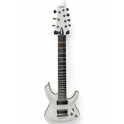 Used Schecter Guitar Research Demon 7 String white Solid Body Electric Guitar