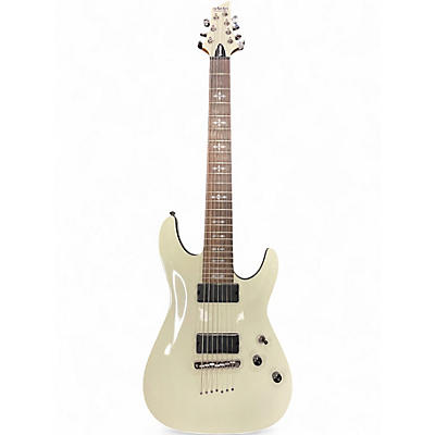 Used Schecter Guitar Research Demon 7 String white Solid Body Electric Guitar