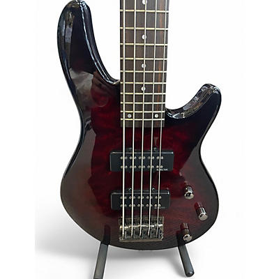 Used Schecter Guitar Research Diamond Passive Custom Active 5 String Crimson Burst Electric Bass Guitar