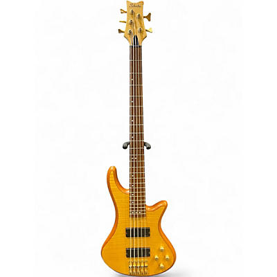 Used Schecter Guitar Research Diamond Passive Custom Active 5 String Natural Electric Bass Guitar