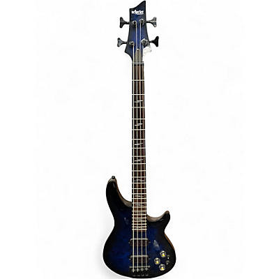 Used Schecter Guitar Research Diamond Passive Custom Active Blue Burst Electric Bass Guitar