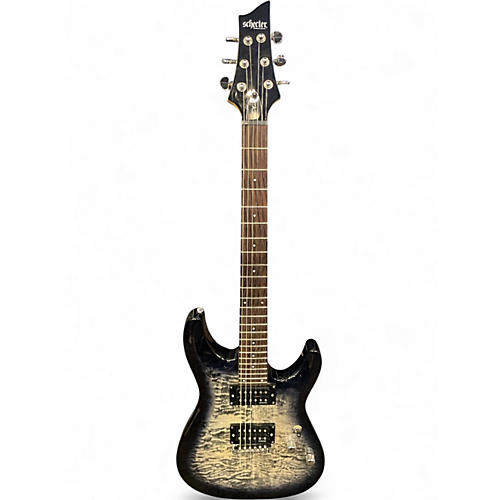Used Schecter Guitar Research Diamond Series Black and Silver Solid Body Electric Guitar Black and Silver