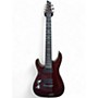 Used Schecter Guitar Research Diamond Series Hellraiser Left Handed Red Solid Body Electric Guitar Red