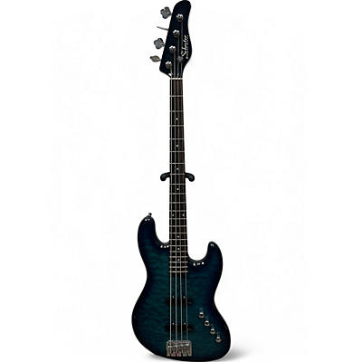 Used Schecter Guitar Research Diamond Series J4 Trans Blue Electric Bass Guitar