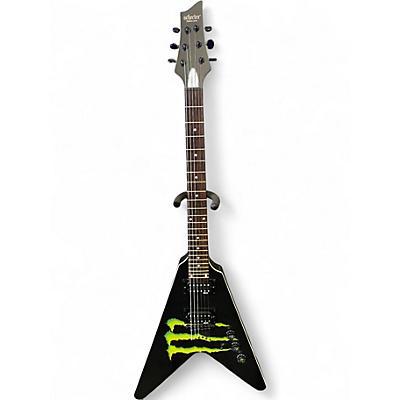 Used Schecter Guitar Research Diamond Series Monster Flying V Black Solid Body Electric Guitar