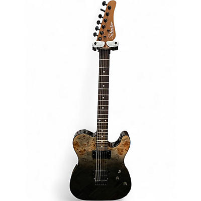 Used Schecter Guitar Research Diamond Series PT Black Fade Burst Burl Solid Body Electric Guitar