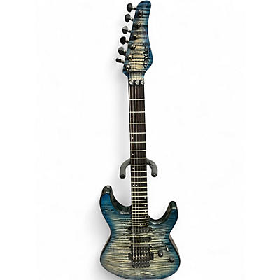 Used Schecter Guitar Research Diamond Series PT Blue Flame Burst Solid Body Electric Guitar