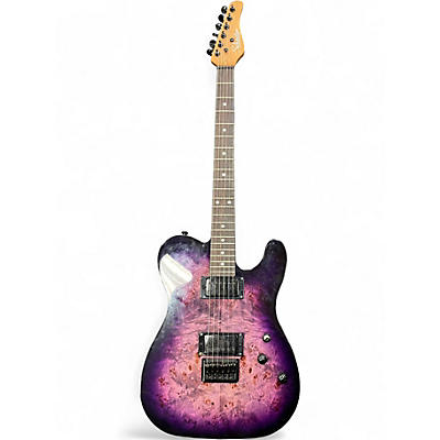 Used Schecter Guitar Research Diamond Series PT Purple Burst Burl Solid Body Electric Guitar