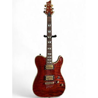 Used Schecter Guitar Research Diamond Series PT Quilted Trans Red Solid Body Electric Guitar