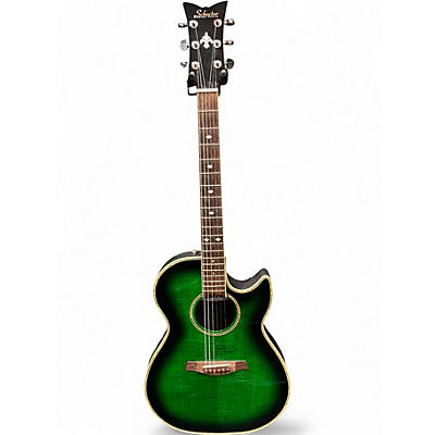Used Schecter Guitar Research Diamond Series Trans Green Acoustic Electric Guitar