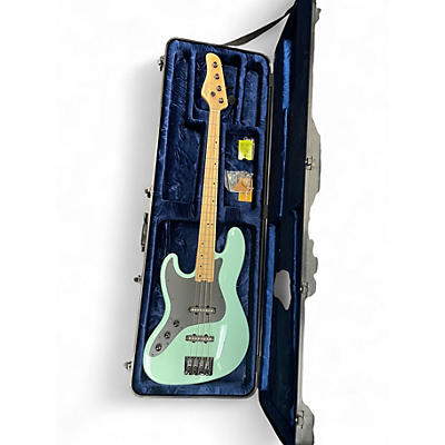 Used Schecter Guitar Research Diamond Series j4 Left Handed Ocean Turquoise Electric Bass Guitar