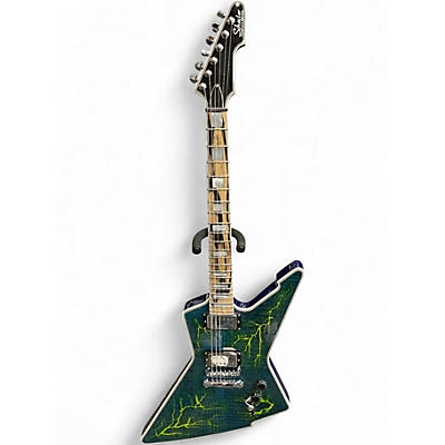 Used Schecter Guitar Research E1 Electro Resin Transparent Blue Solid Body Electric Guitar