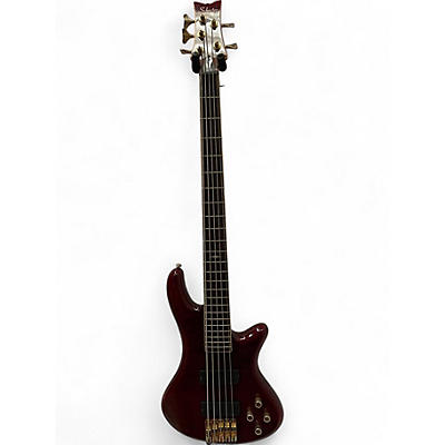 Used Schecter Guitar Research  Elite 5 String Crimson Red Trans Electric Bass Guitar