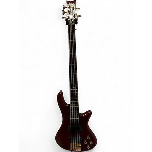 Used Schecter Guitar Research  Elite 5 String Crimson Red Trans Electric Bass Guitar Crimson Red Trans