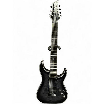 Used Schecter Guitar Research HELLRAISER HYBRID Black and Silver Solid Body Electric Guitar